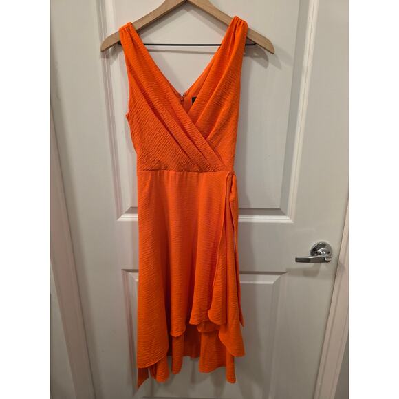 DKNY Orange Fit & Flare Midi Dress with Belt - Picture 6 of 9